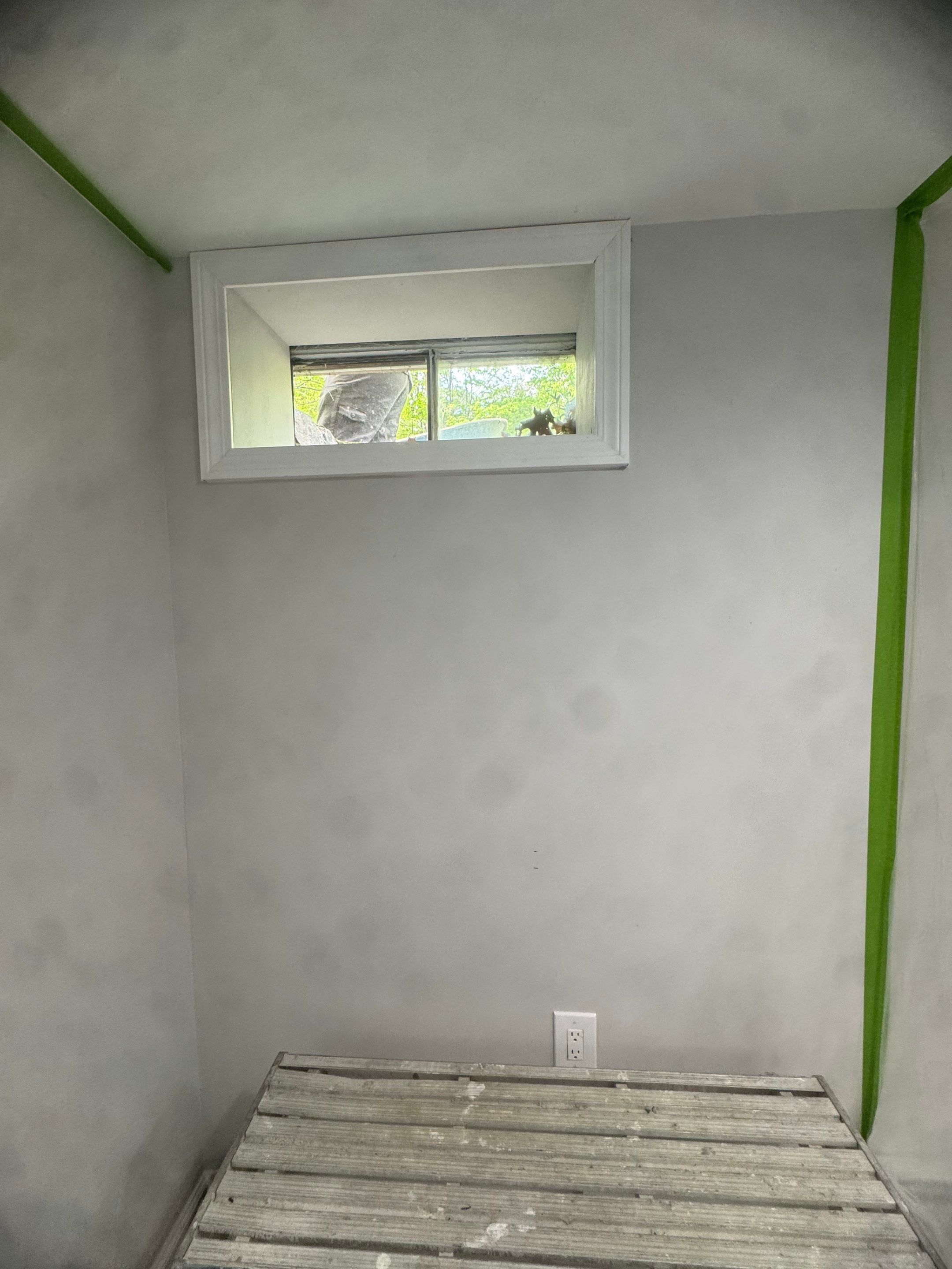 Before egress window installation in Winchester, Connecticut — interior view