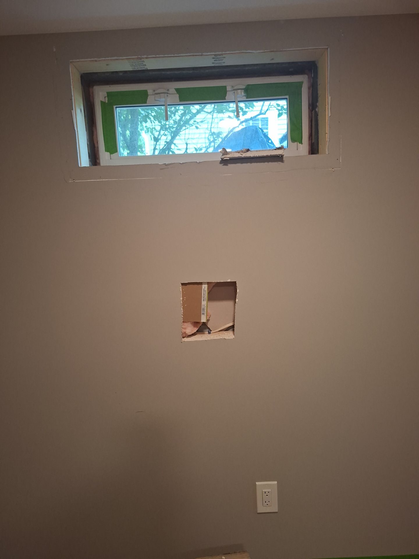 Before egress window installation in Glastonbury, Connecticut — interior view