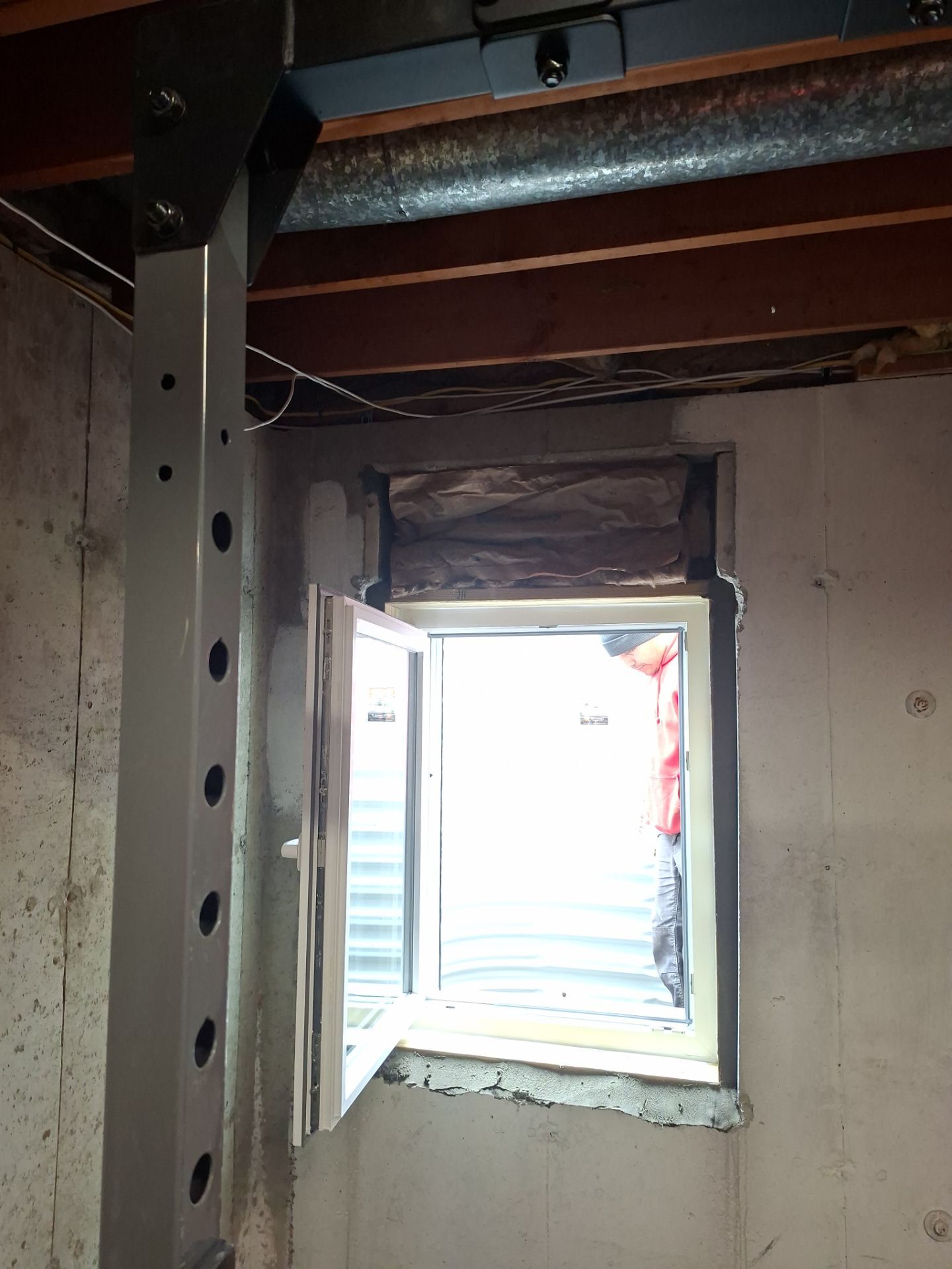 After egress window installation in Madison, Connecticut — interior view