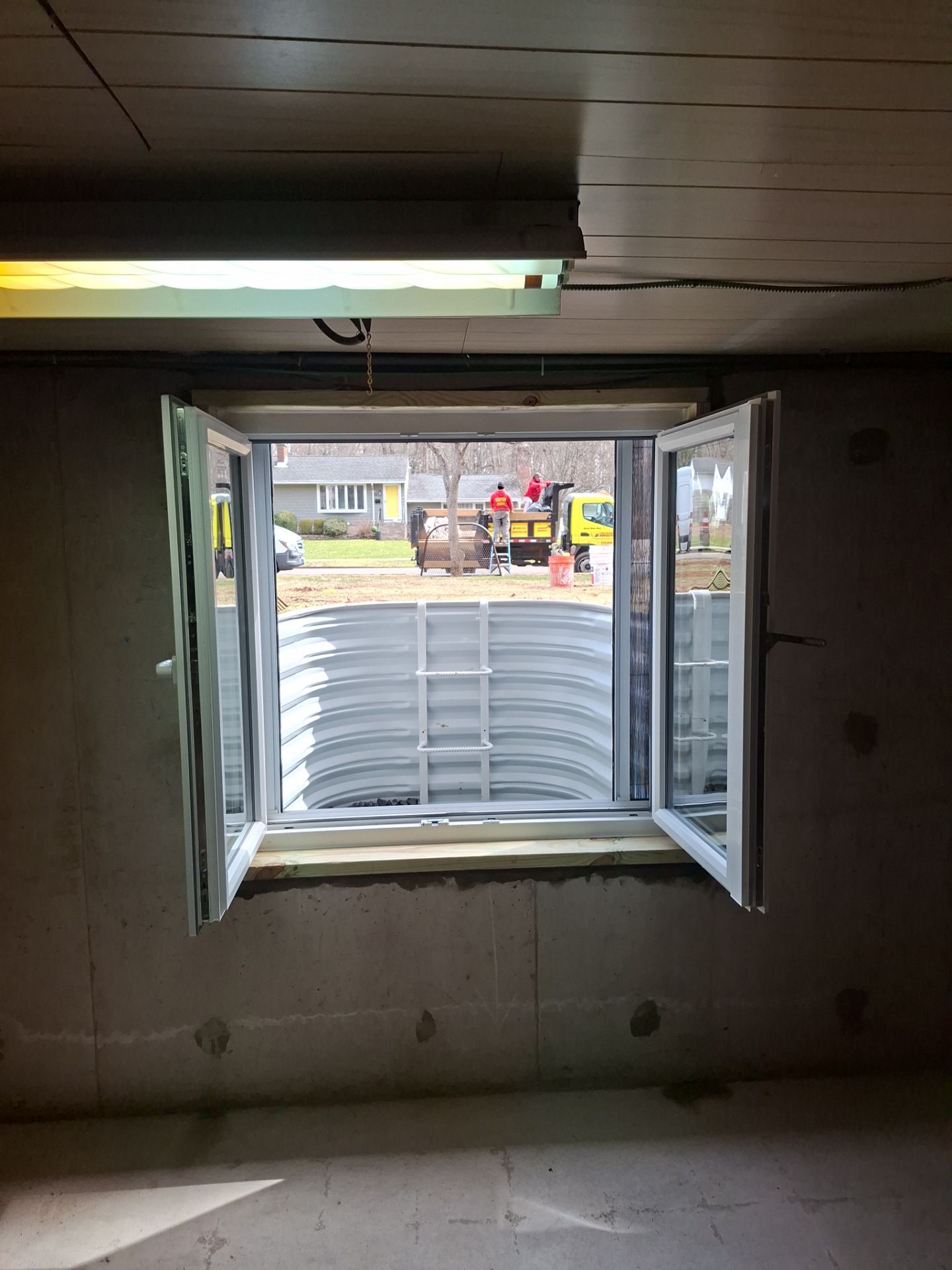 After egress window installation in North Haven, Connecticut — interior view