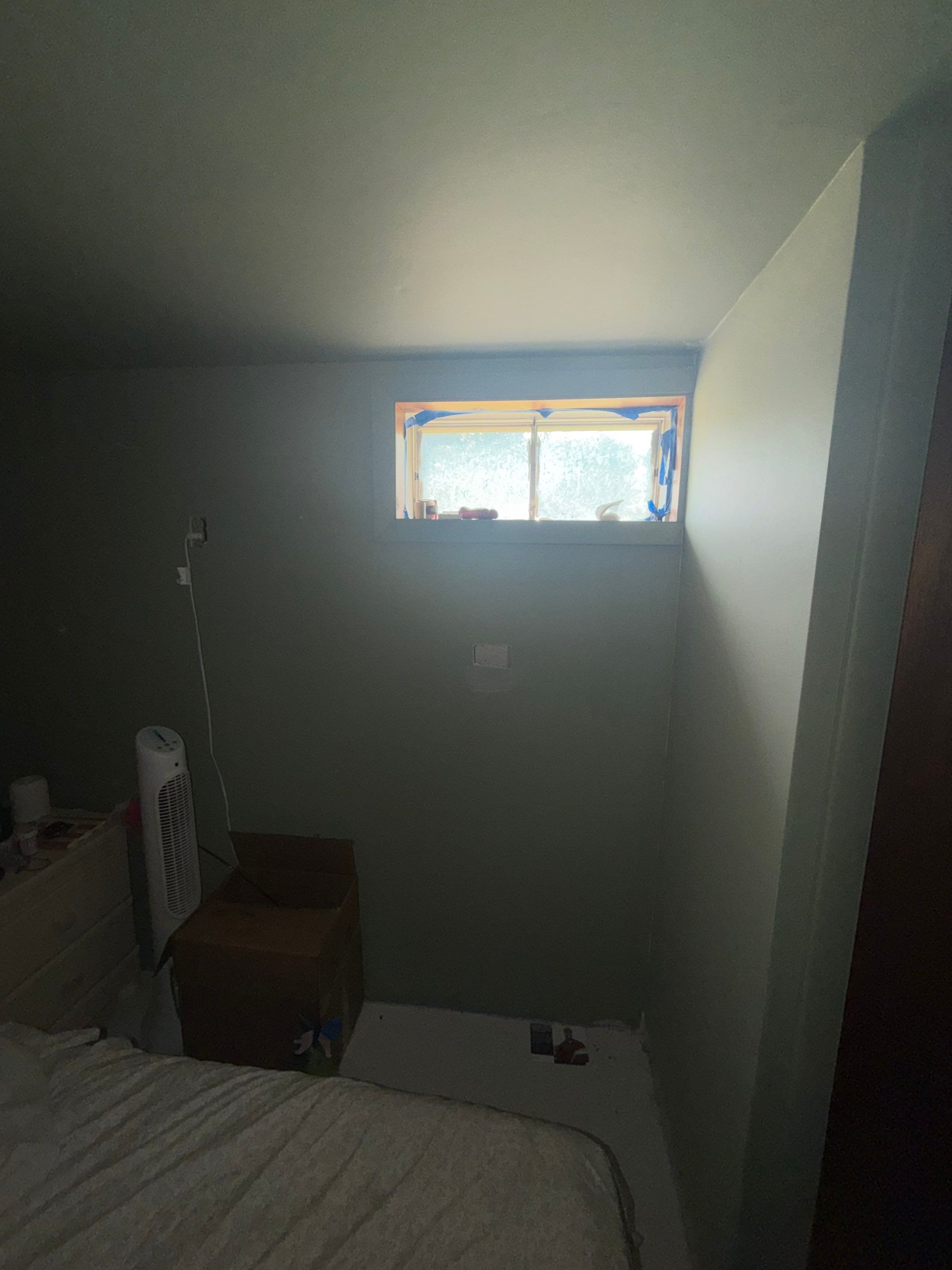 Before egress window installation in North Haven, Connecticut — interior view