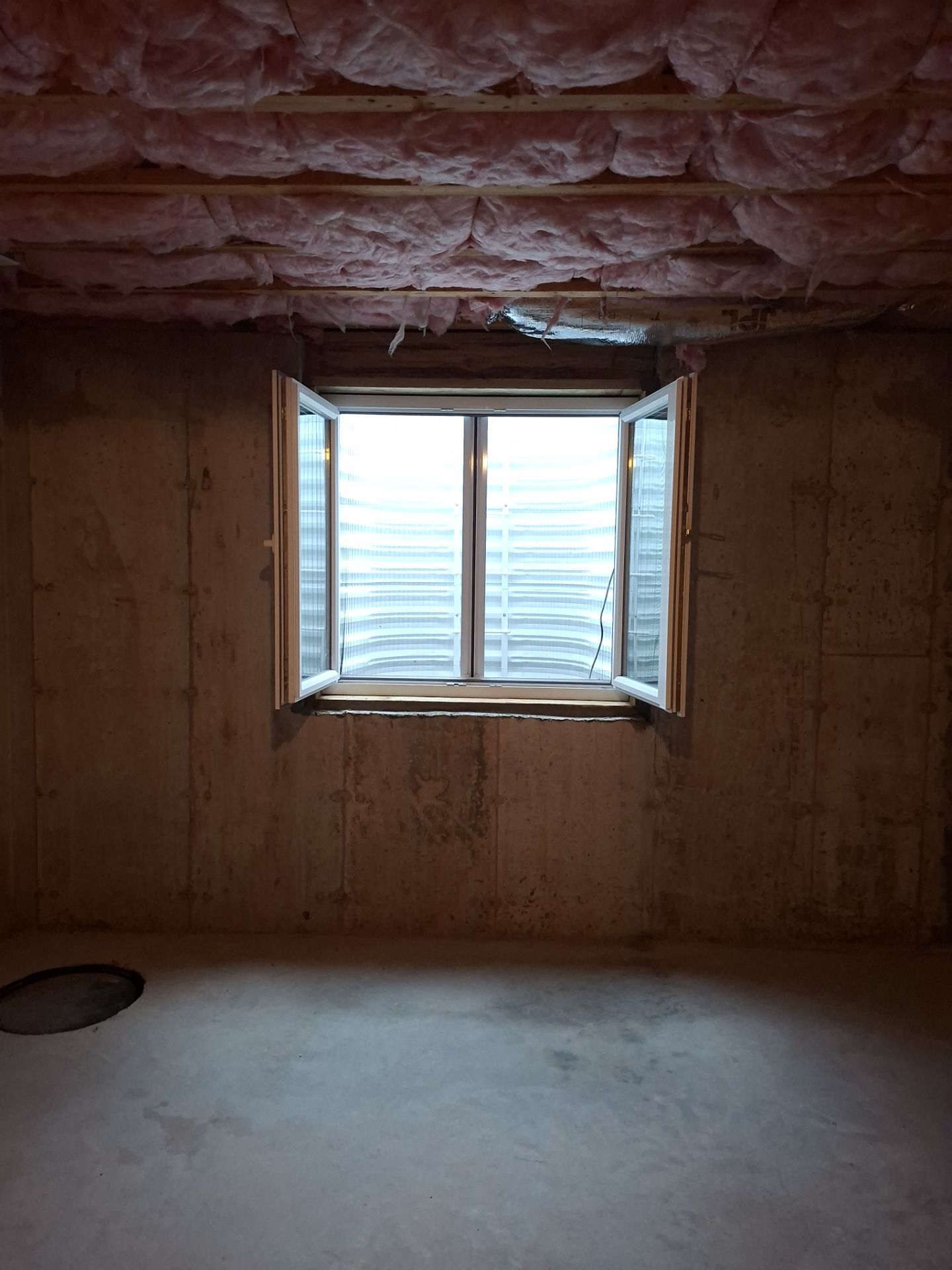 After egress window installation in North Haven, Connecticut — interior view
