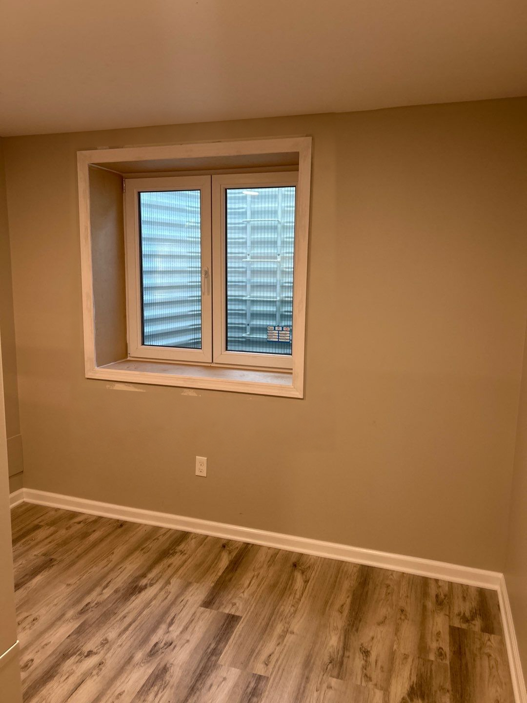 After egress window installation in East Lyme, Connecticut — interior view